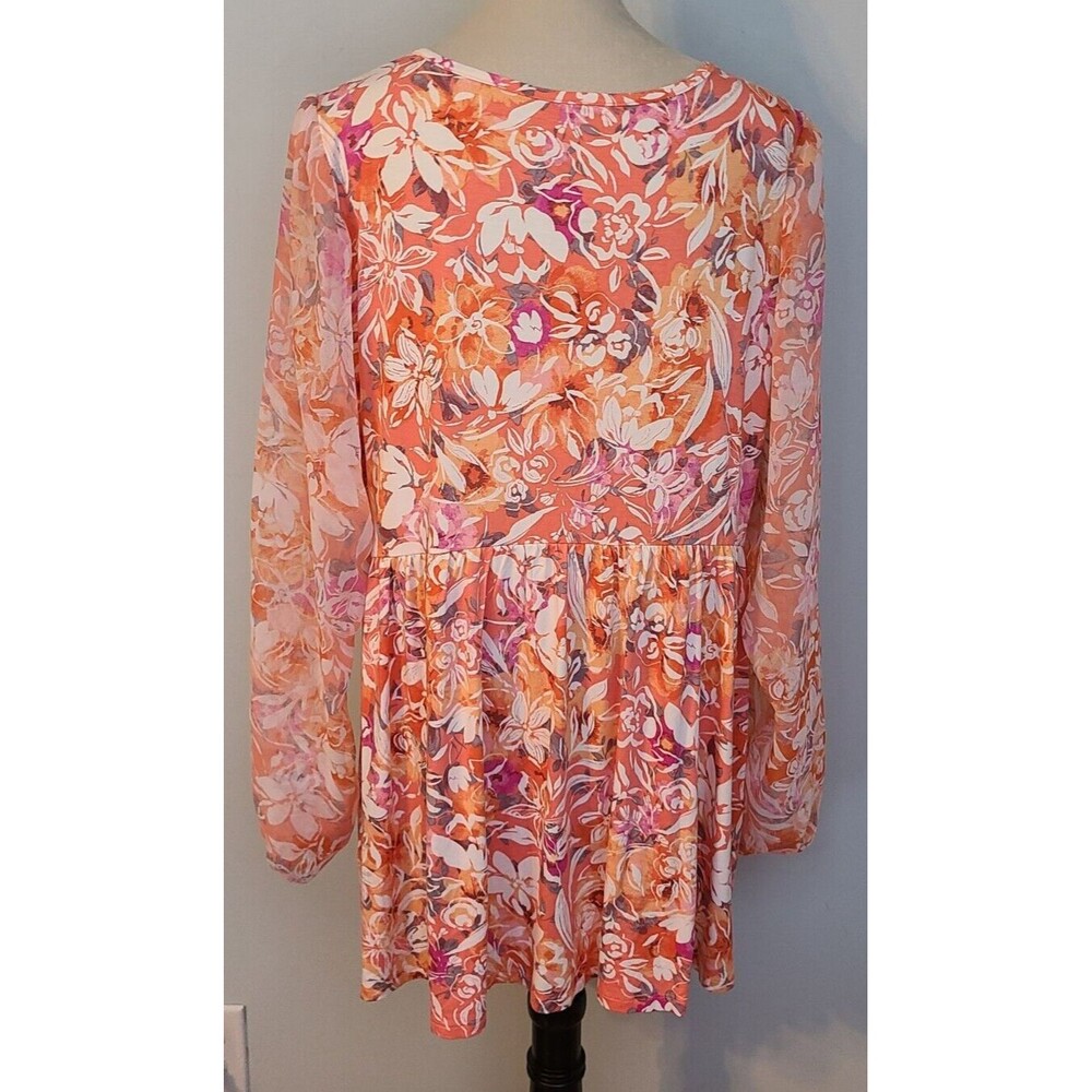 Torrid 3X Babydoll Fabric Mix Floral Super Soft Balloon Chiffon Sleeve Top Boho - Picture 2 of 16